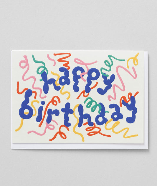 Happy Birthday Streamers Embossed Greetings Card