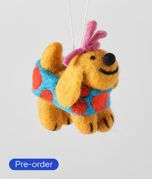 *PRE-ORDER* Fifi, Wrapped Dog With Pink Bow