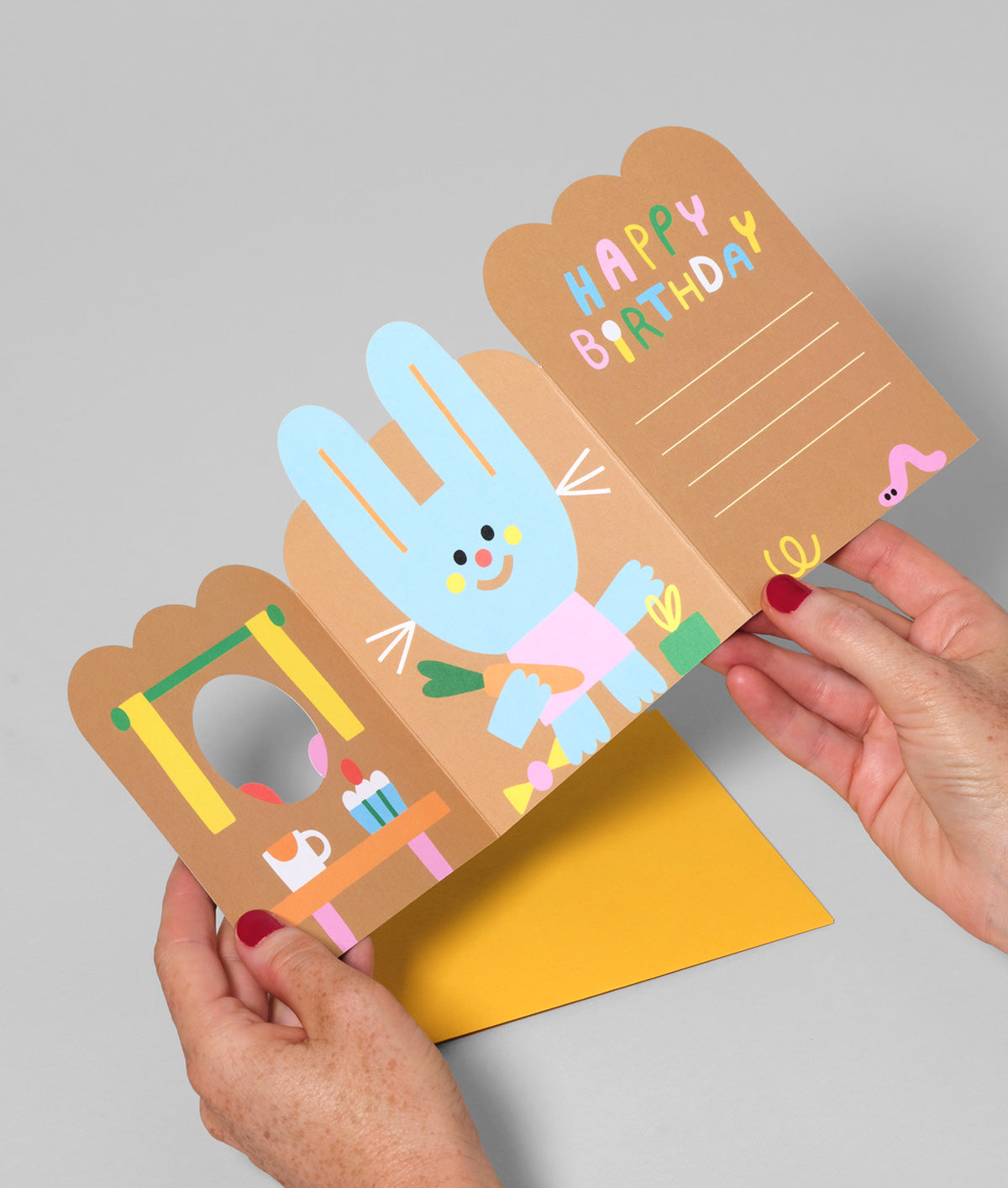 Rabbit In Burrow Fold Out Card