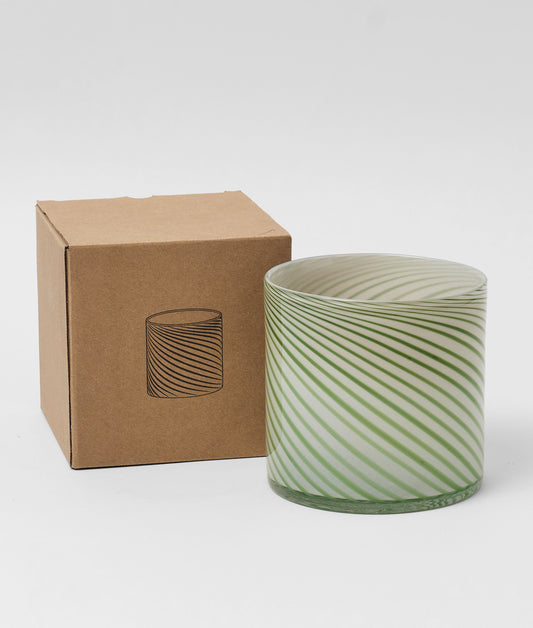 Large Spiral Glass Planter Green