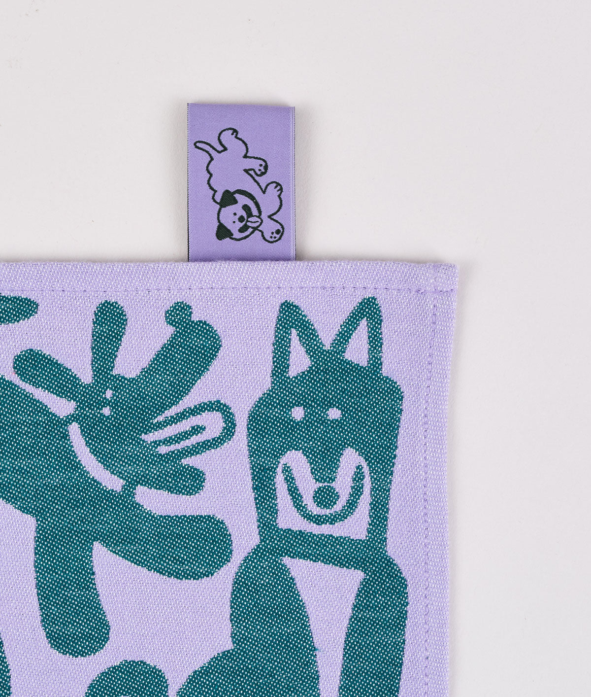 Dogs Day Out Lilac/Green Cotton Tea Towel