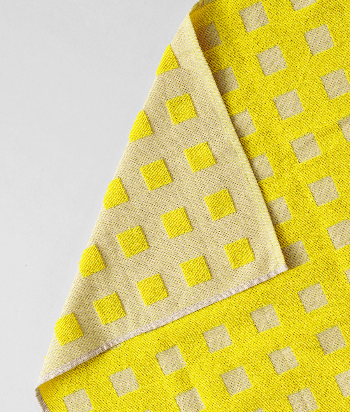 Squares Oat/Yellow Cotton Tea Towel