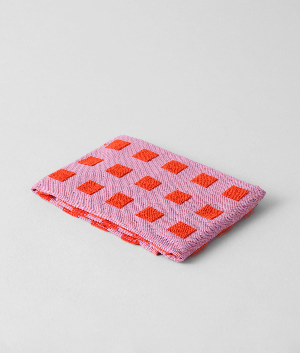 Squares Lilac/Warm Red Cotton Tea Towel
