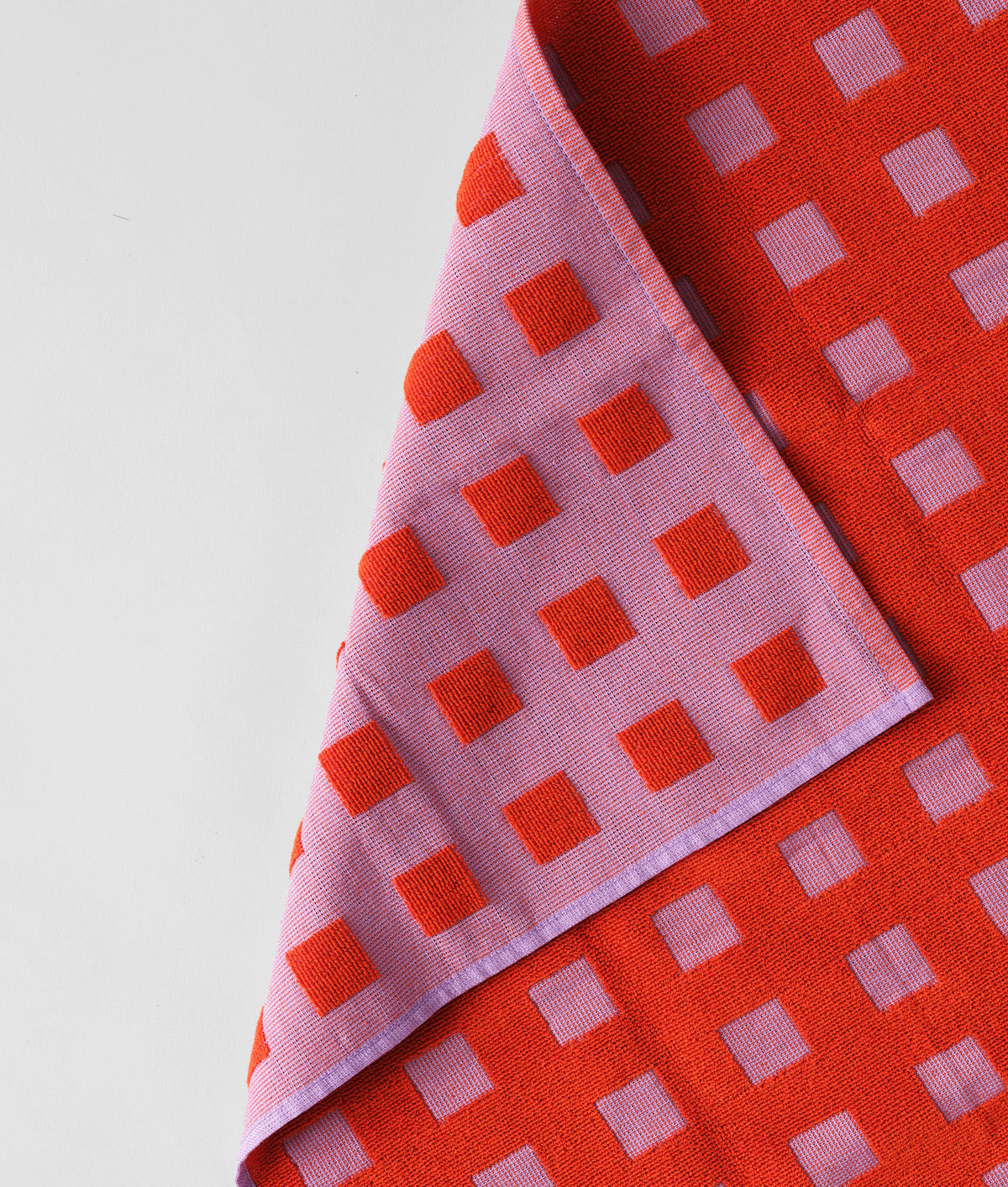 Squares Lilac/Warm Red Cotton Tea Towel