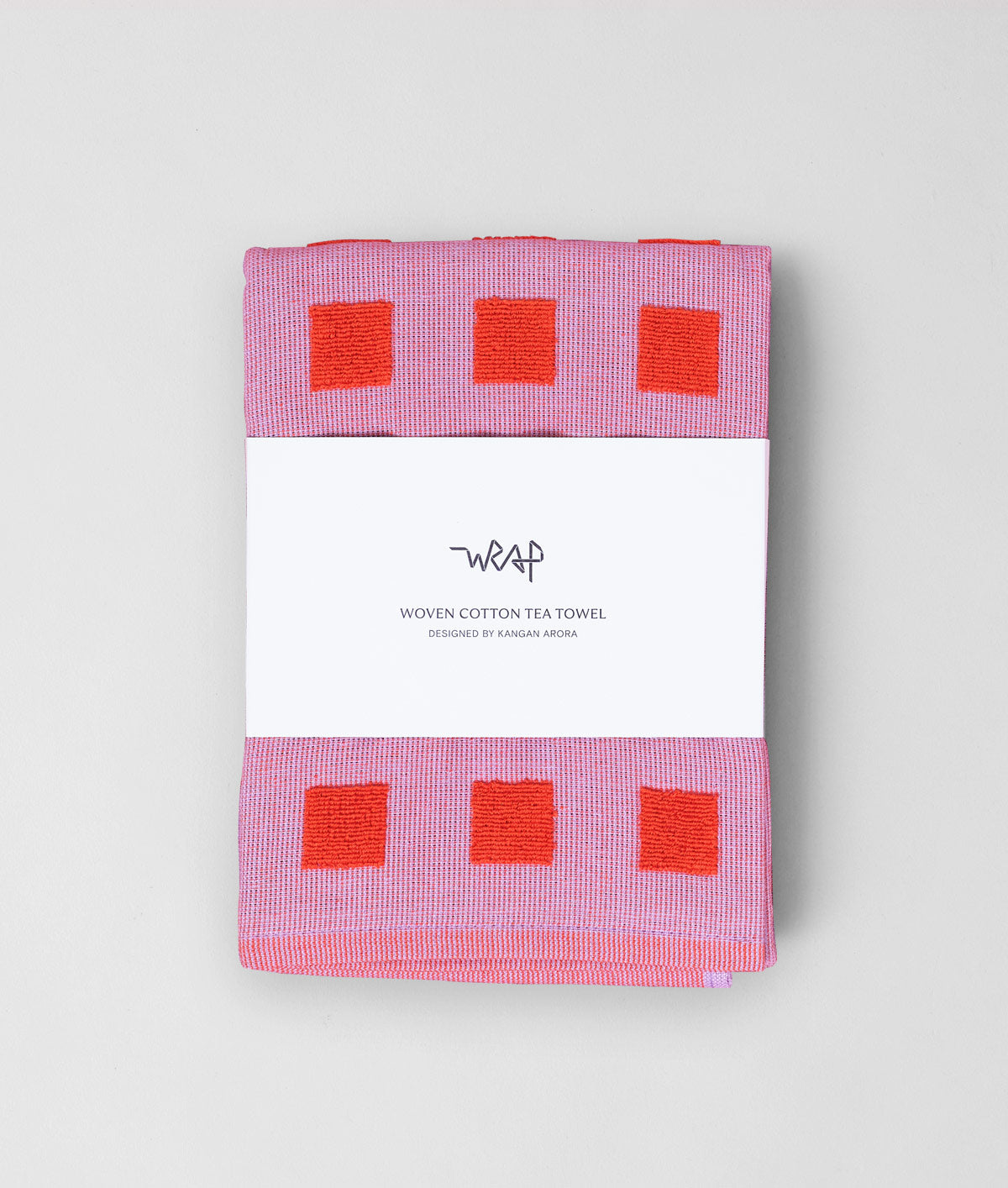 Squares Lilac/Warm Red Cotton Tea Towel