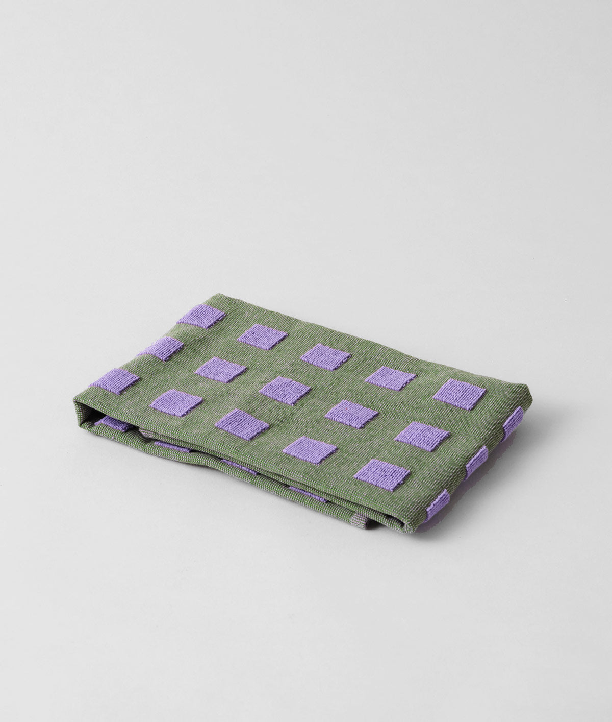 Squares Olive/Lilac Cotton Tea Towel