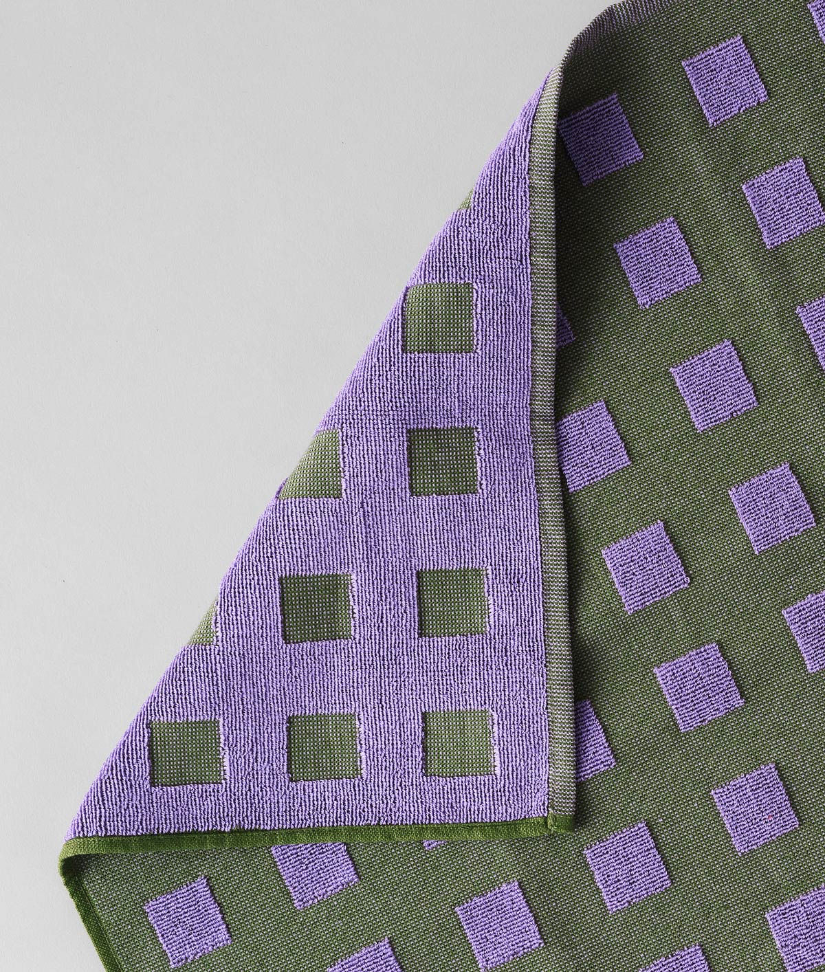Squares Olive/Lilac Cotton Tea Towel