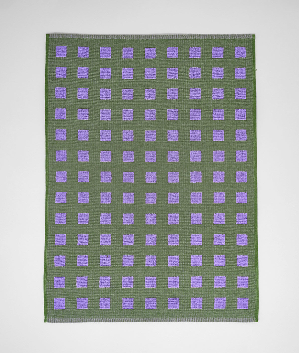 Squares Olive/Lilac Cotton Tea Towel