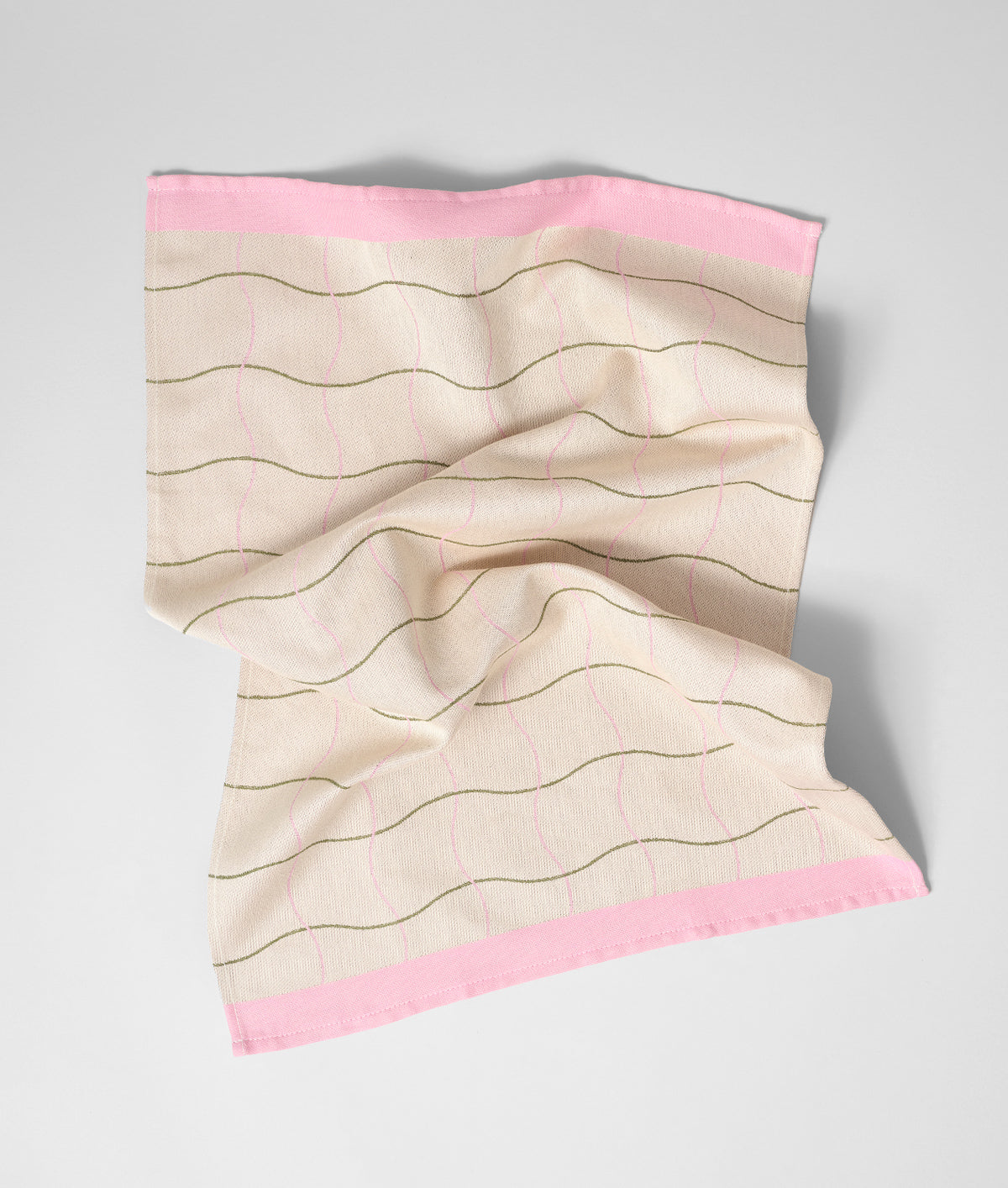 Wave Grid Natural Cotton Tea Towel