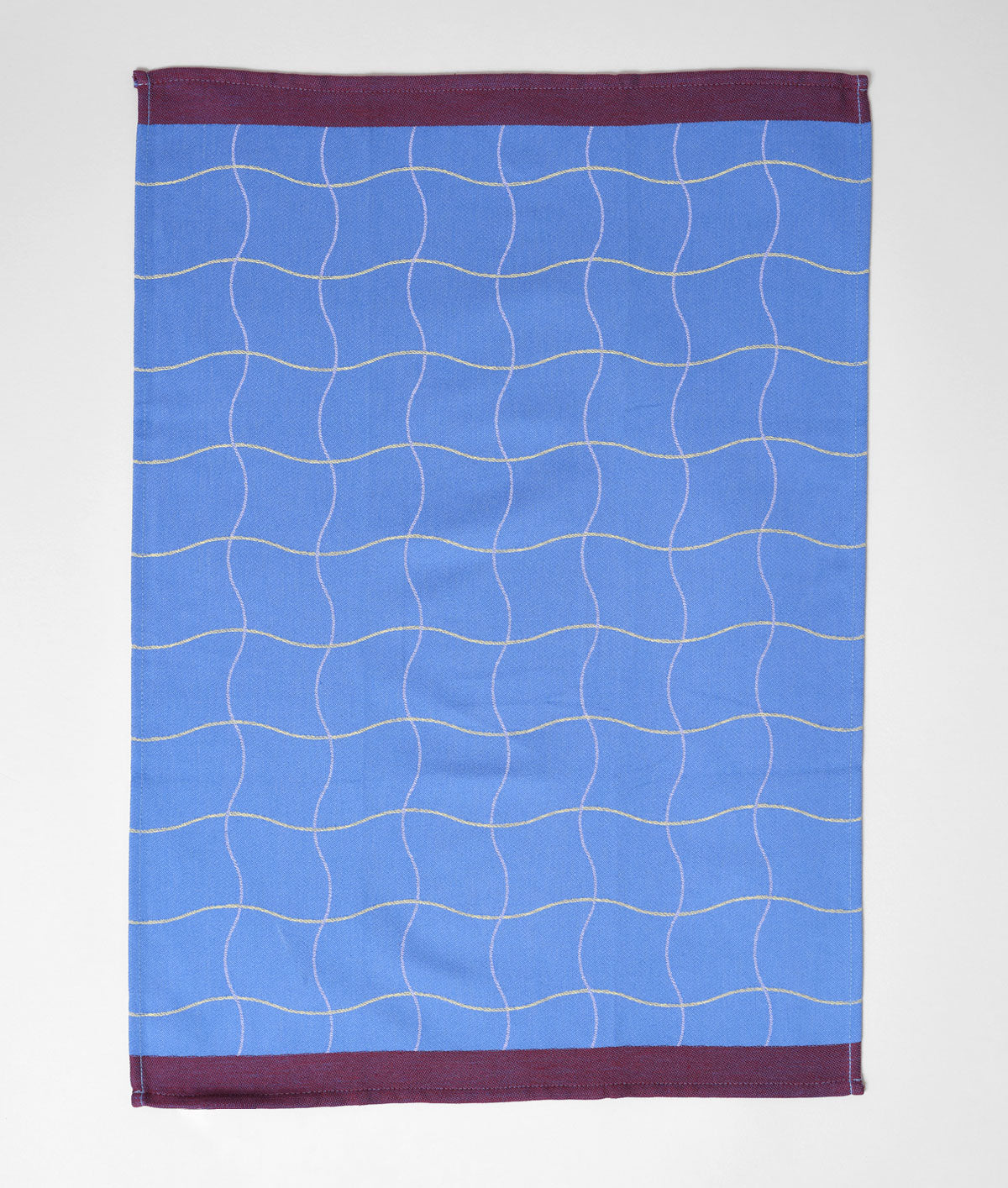 Wave Grid Blue Cotton Tea Towel