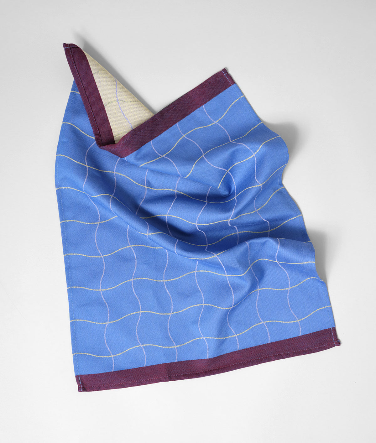 Wave Grid Blue Cotton Tea Towel