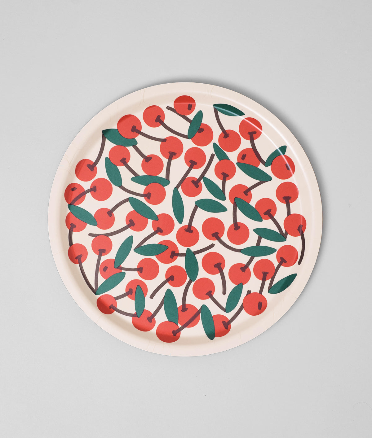 Cherries Mini Round Birch Serving Tray