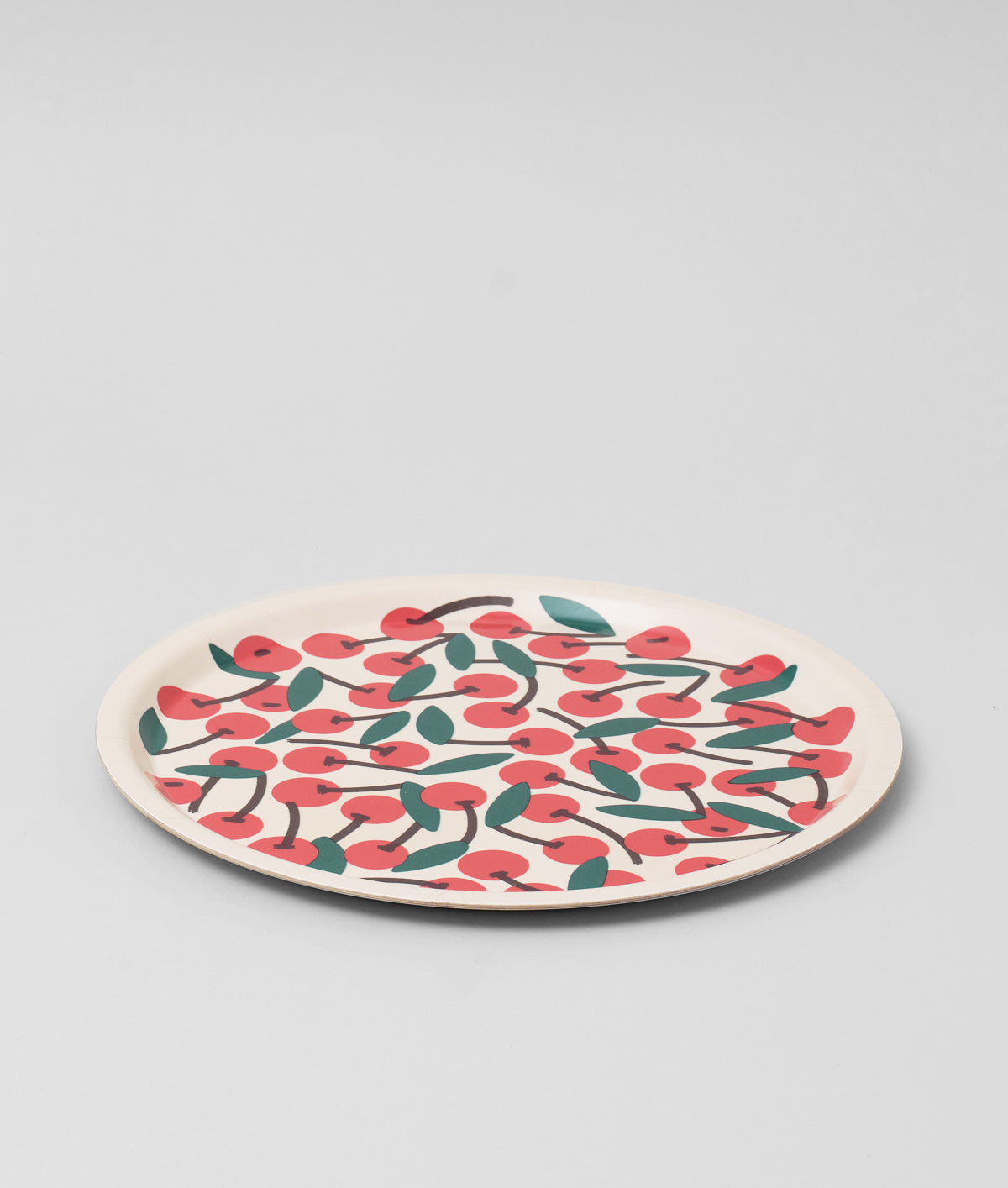 Cherries Mini Round Birch Serving Tray