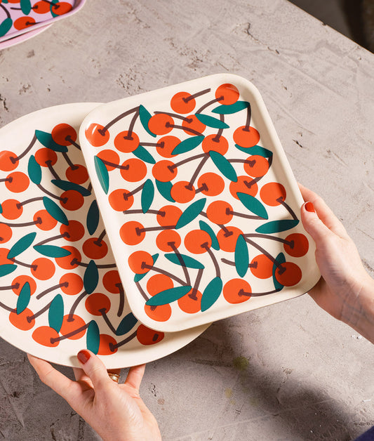 Cherries Mini Rectangle Birch Serving Tray