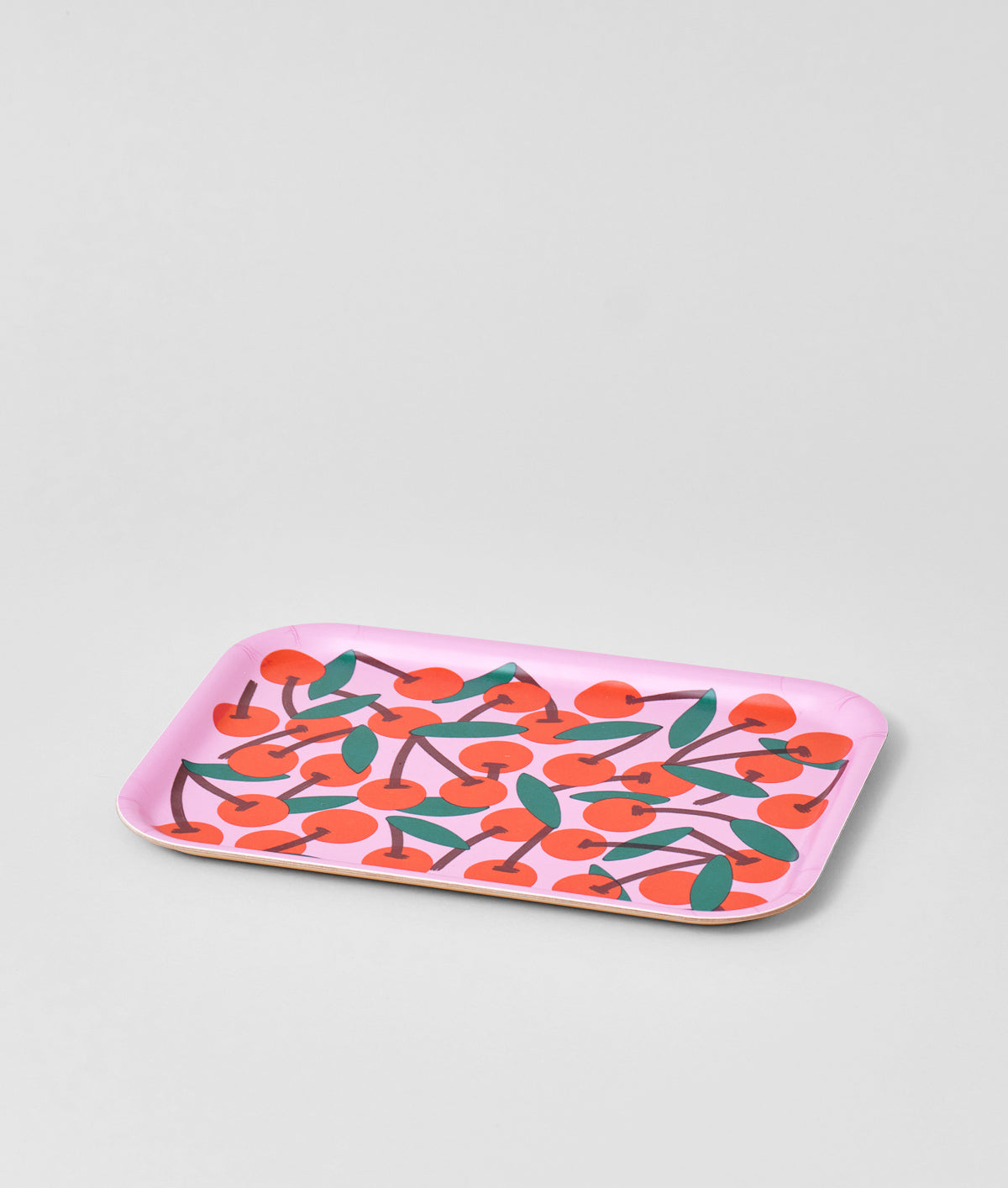 Cherries Pink Mini Rectangle Birch Serving Tray