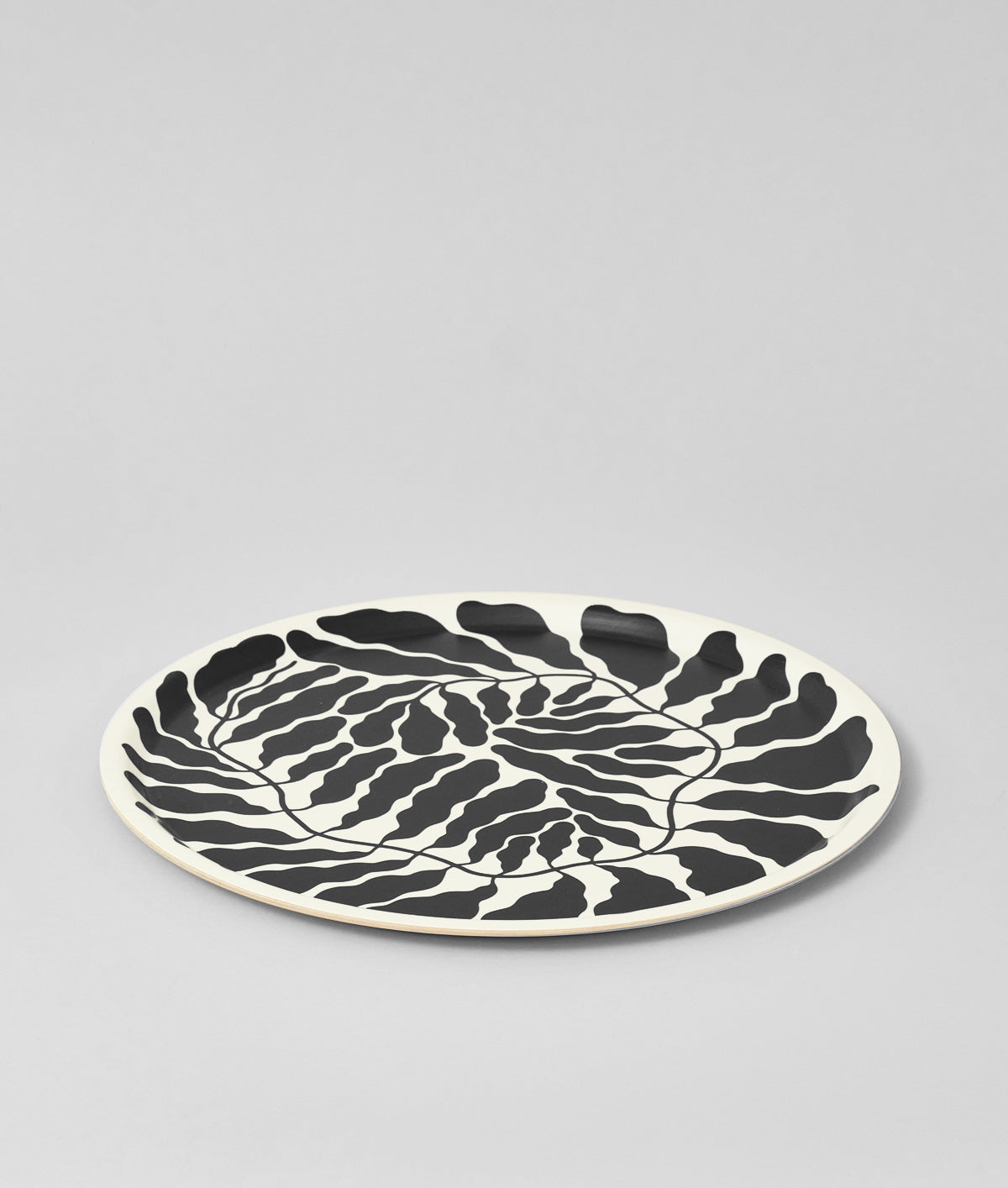 **30% OFF ** Leaves Charcoal Large Round Birch Serving Tray