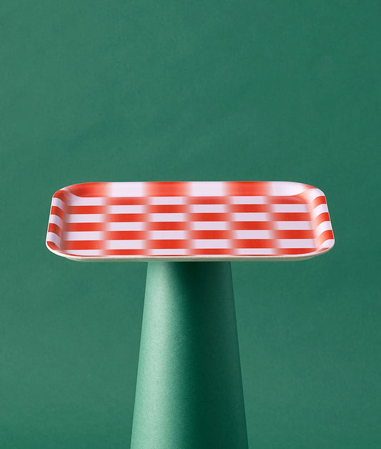 Red Gradient Check Mini Birch Serving Tray
