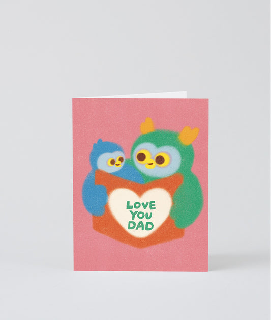 Love You Dad Owls Kids Greetings Card
