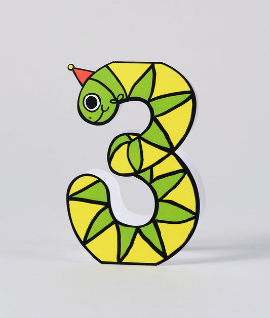 Snake 3rd Birthday Number Card