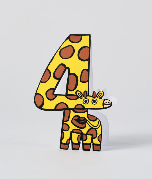 Giraffe 4th Birthday Number Card