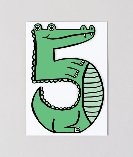 Croc 5th Birthday Number Card