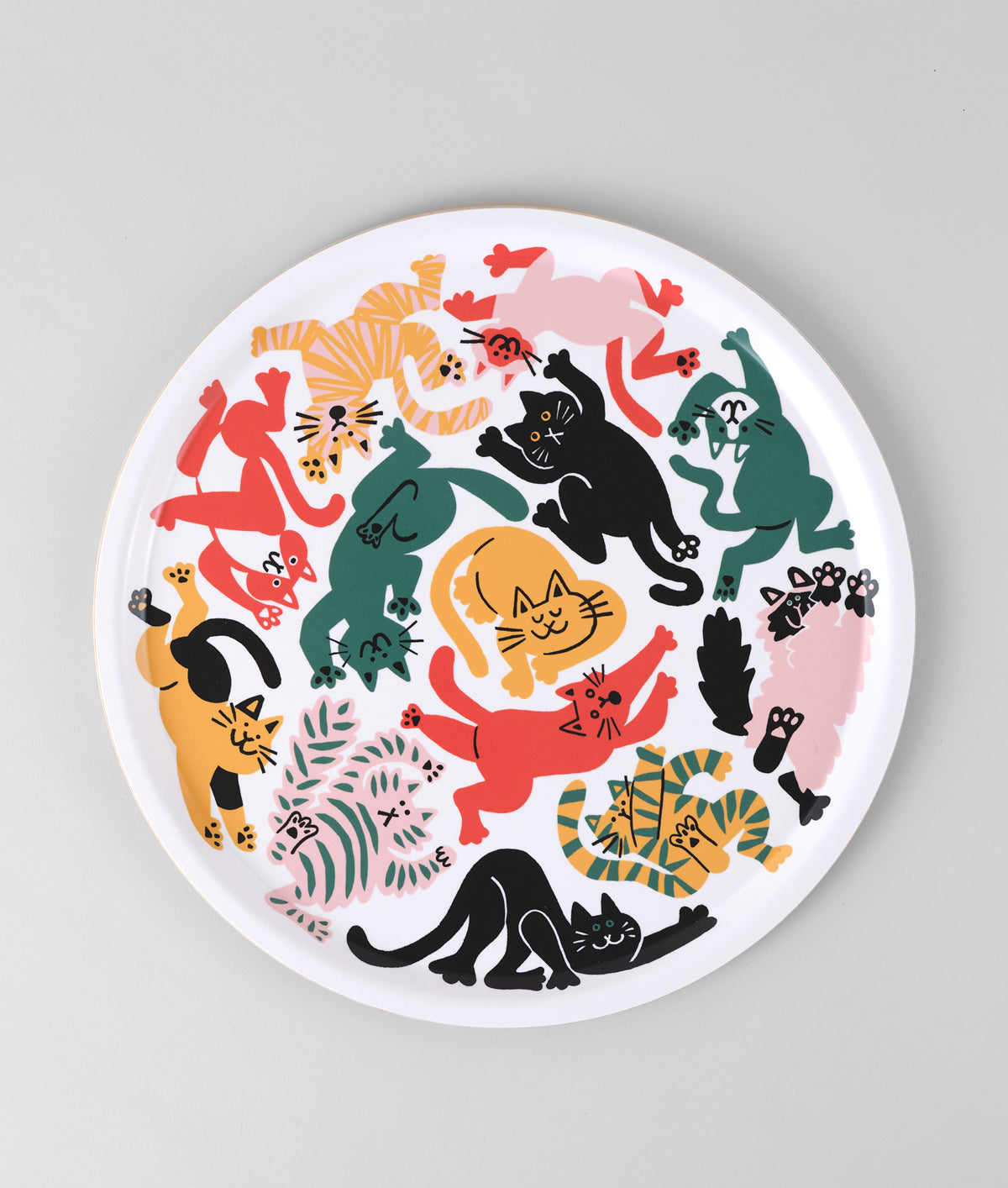 Cats Large Round Birch Serving Tray