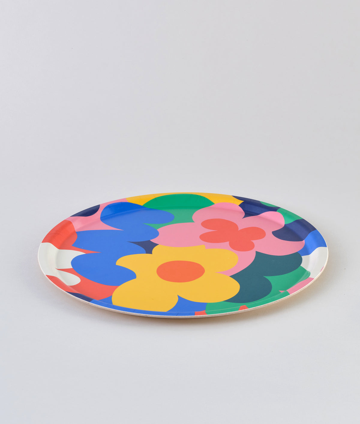 Floral Abstract Round Art Tray