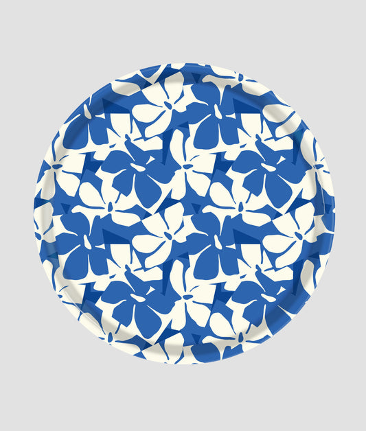 *COMING SOON* Blue Flowers Round Birch Serving Tray