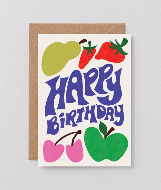 Happy Birthday Fruit Embossed Greeting Card