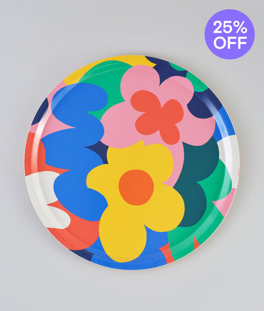 *SALE* Floral Abstract Round Art Tray