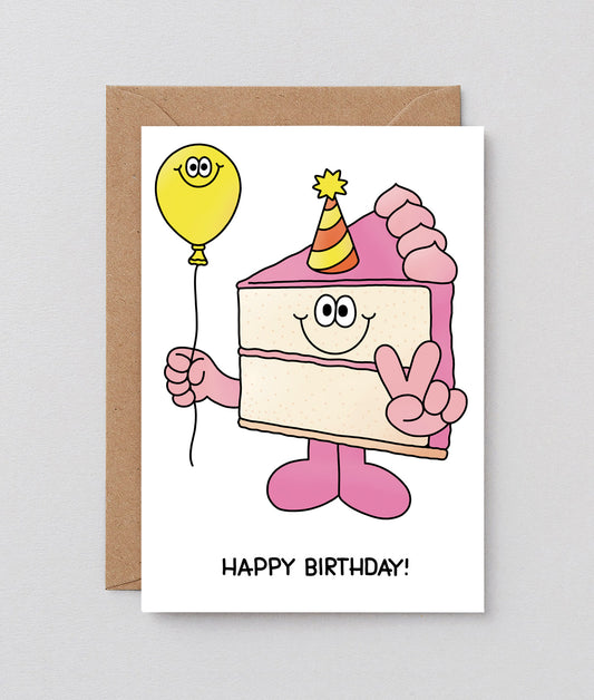 Happy Birthday Cake Slice & Balloon