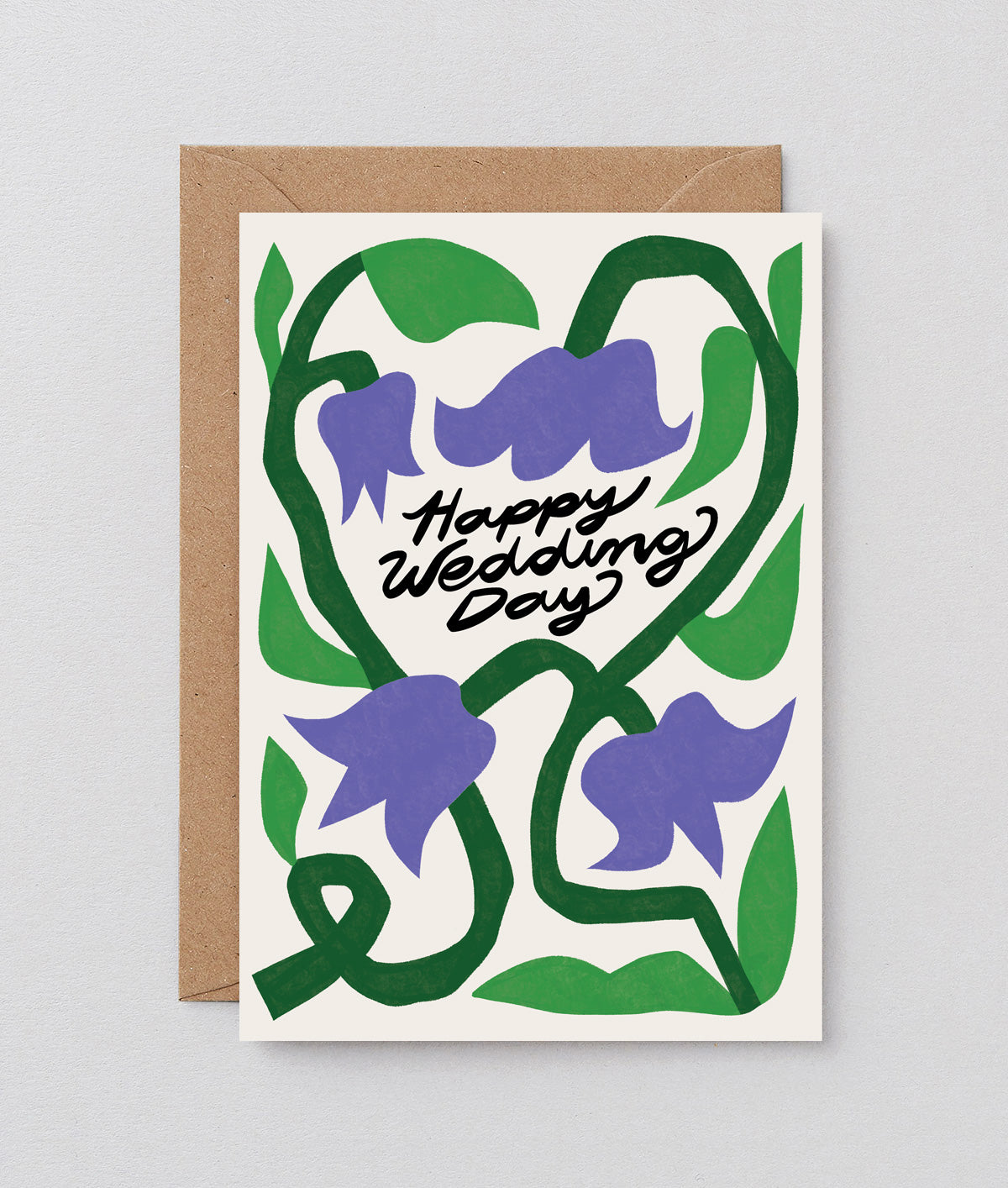 Happy Wedding Day Flowers Embossed Greeting Card