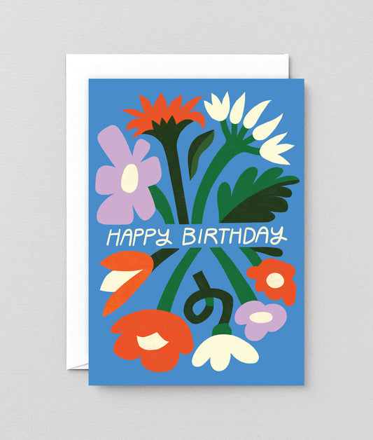 Happy Birthday Floral Embossed Greeting Card