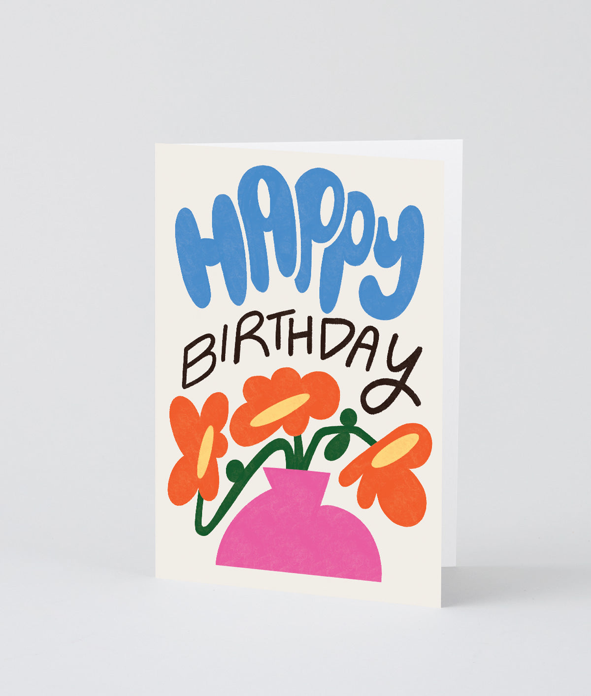 Happy Birthday Flowers In Vase Embossed Greeting Card