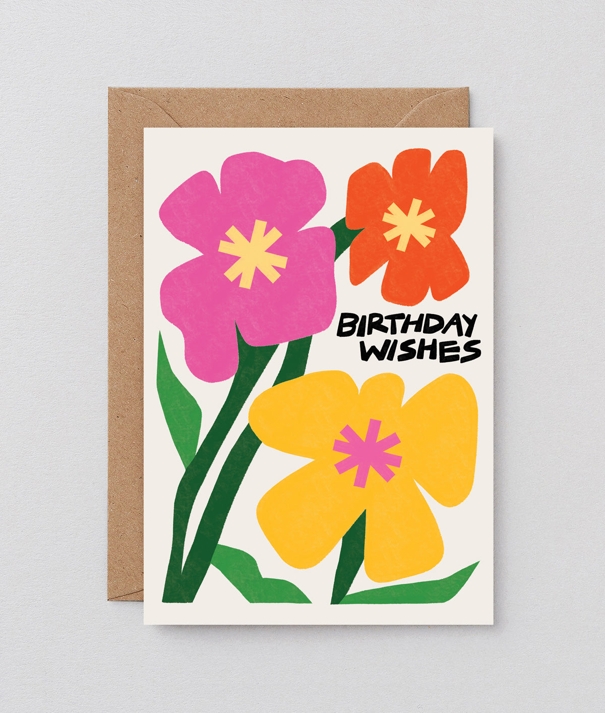 Birthday Wishes Flowers Embossed Greeting Card