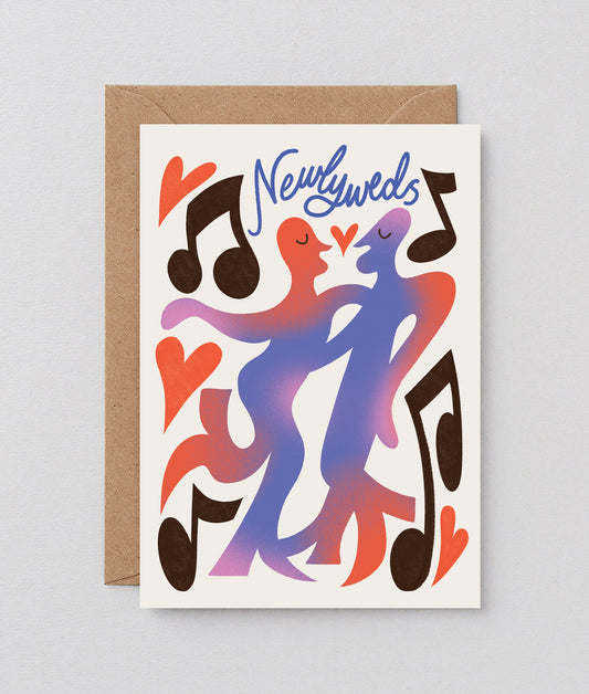 Dancing Newlyweds Embossed Greeting Card