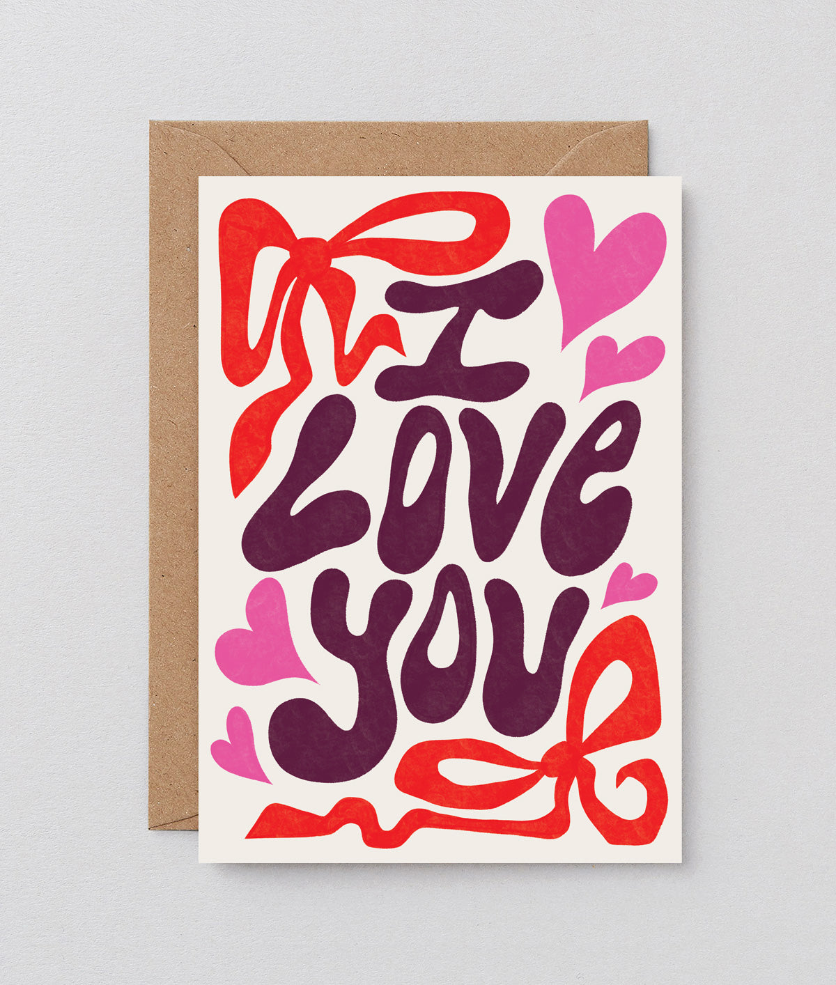 I Love You Bows Embossed Greeting Card