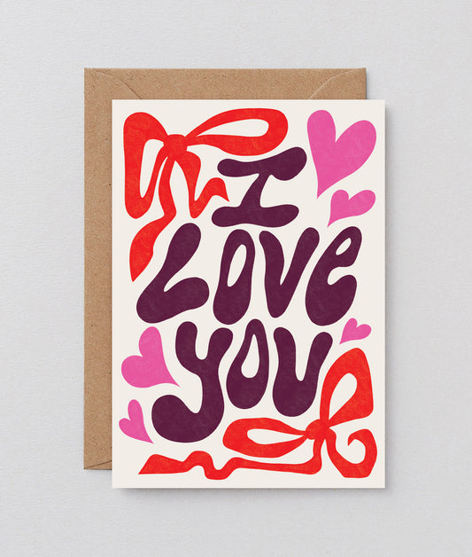 I Love You Bows Embossed Greeting Card