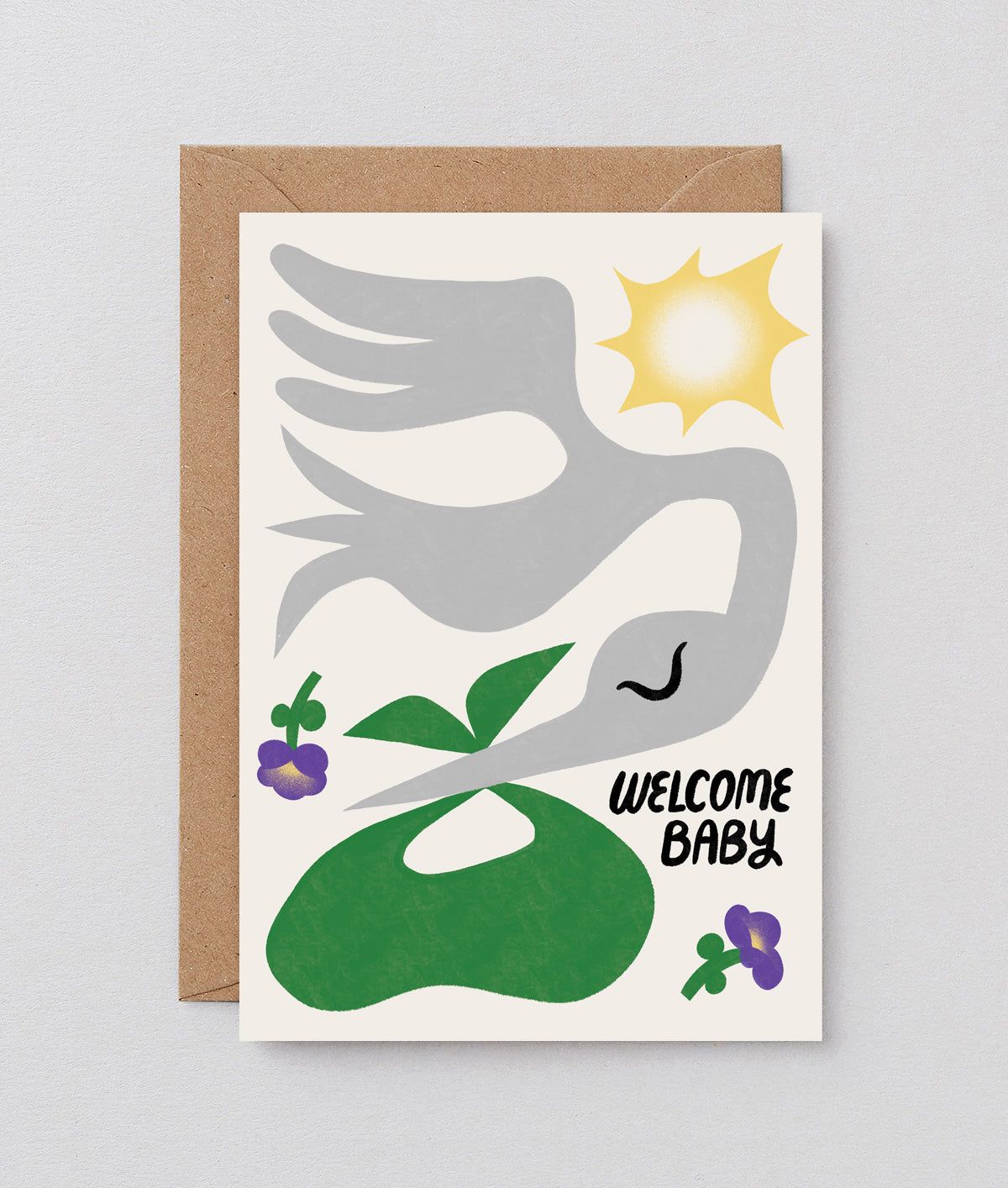 Welcome Baby Stork Embossed Greeting Card