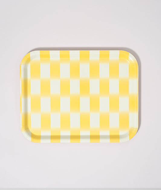 *COMING SOON* Yellow Blur Check Rectangle Birch Serving Tray