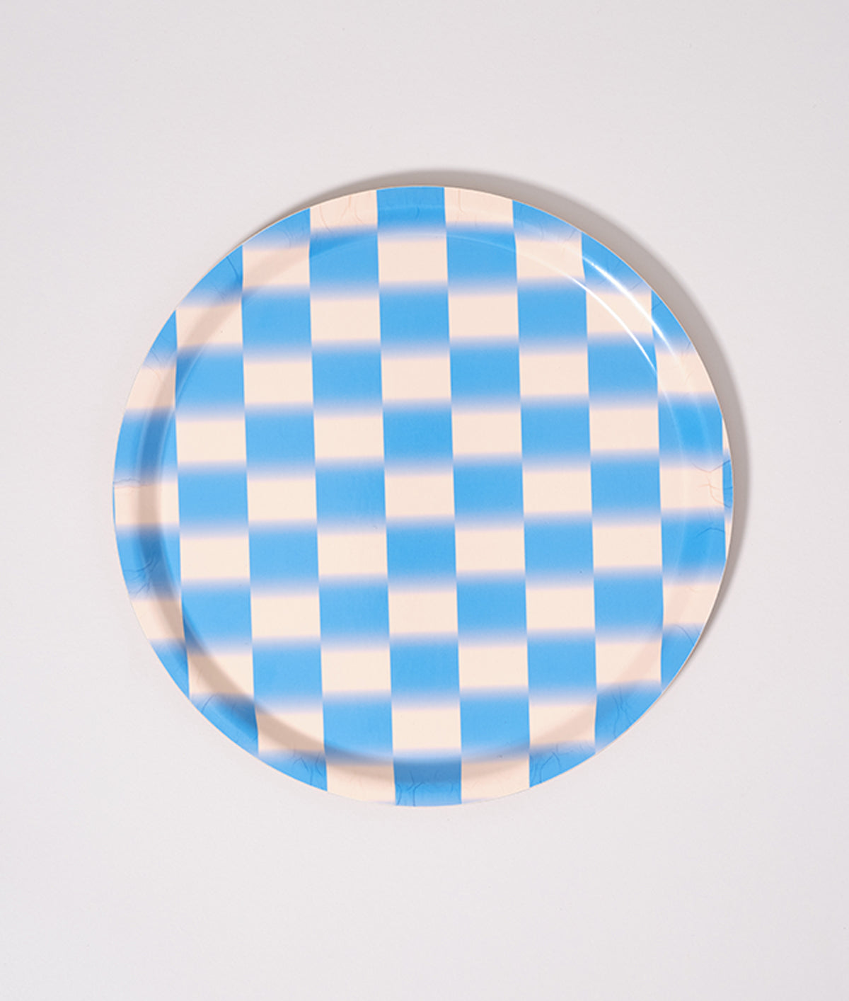 *COMING SOON* Blue Blur Check Mini Round Birch Serving Tray