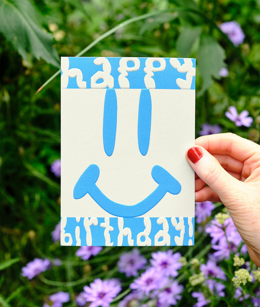 Smiling Happy Birthday Embossed Greeting Card