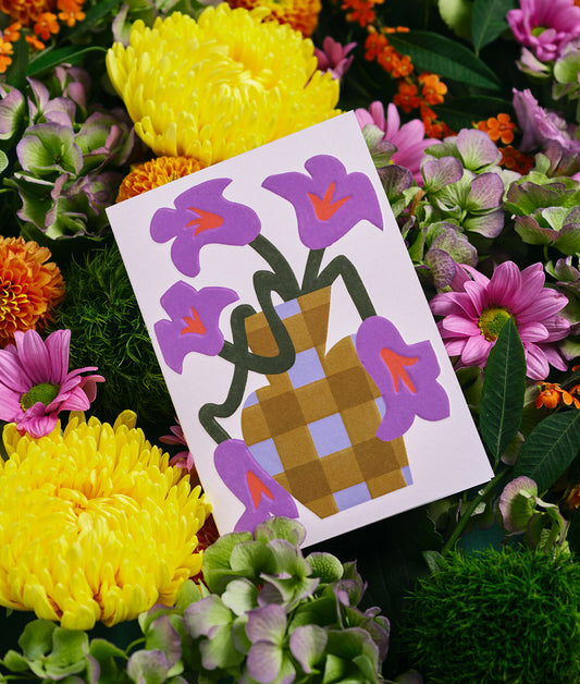 Lilies In Vase Embossed Greeting Card