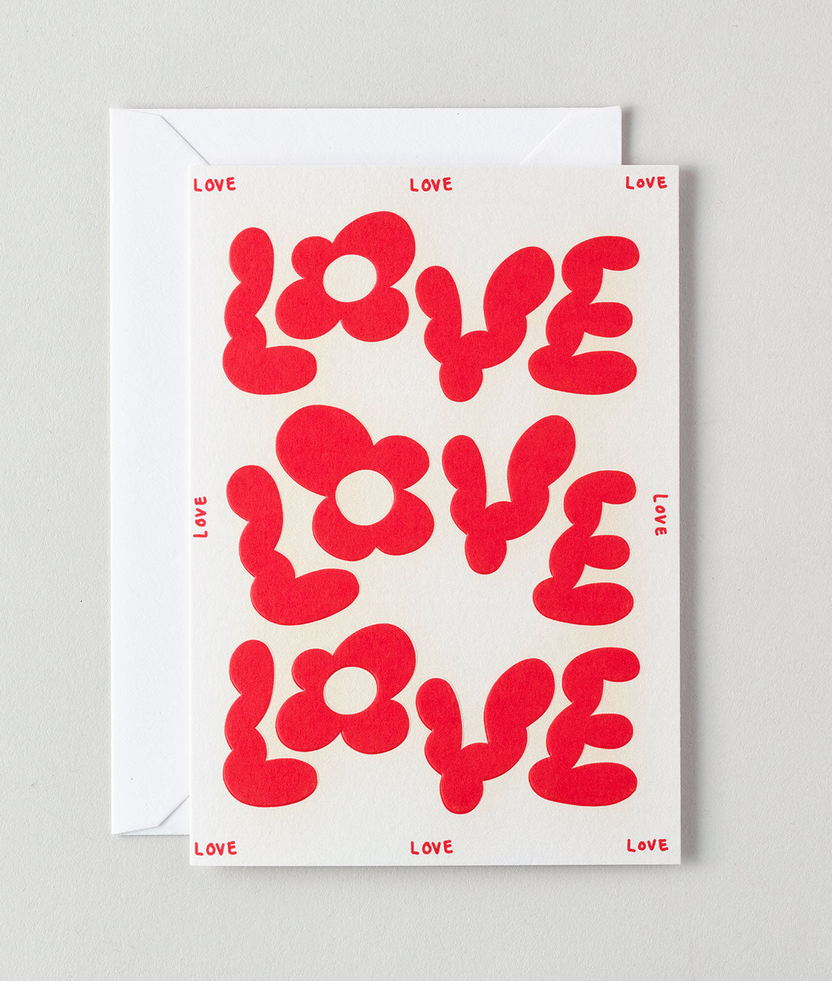 Love Love Love Embossed Greetings Card