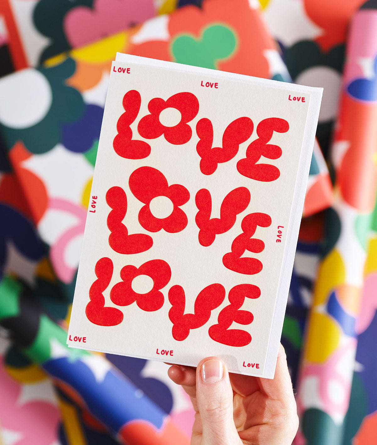 Love Love Love Embossed Greetings Card