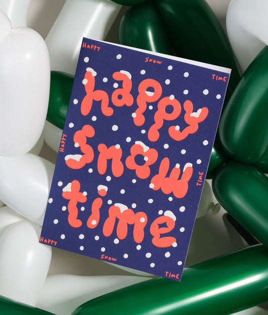 Happy Snow Time Embossed Christmas Card