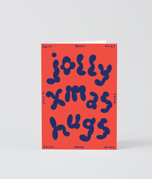 Jolly Xmas Hugs Embossed Christmas Card