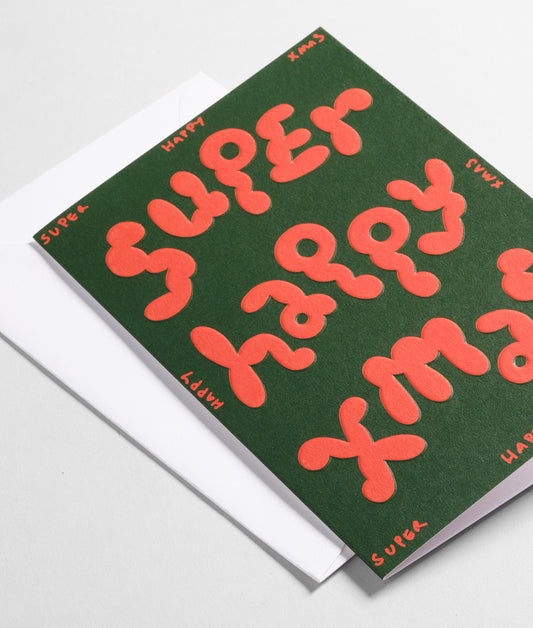 Super Happy Xmas Embossed Christmas Card