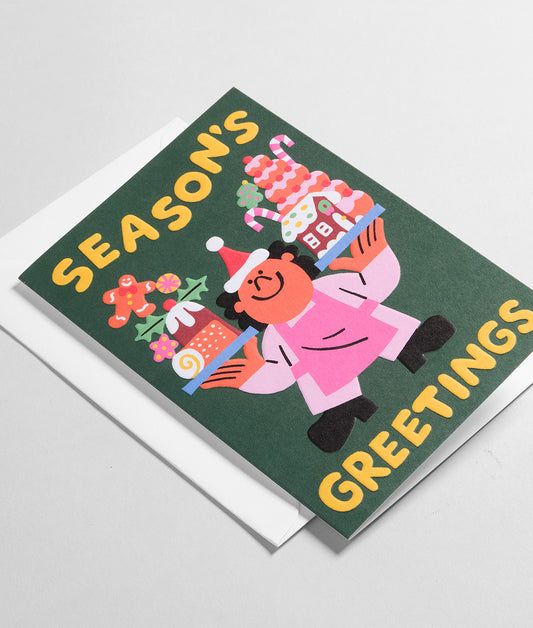 Season's Greetings Embossed Christmas Card