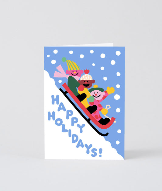 Happy Holidays Sledge Embossed Christmas Card